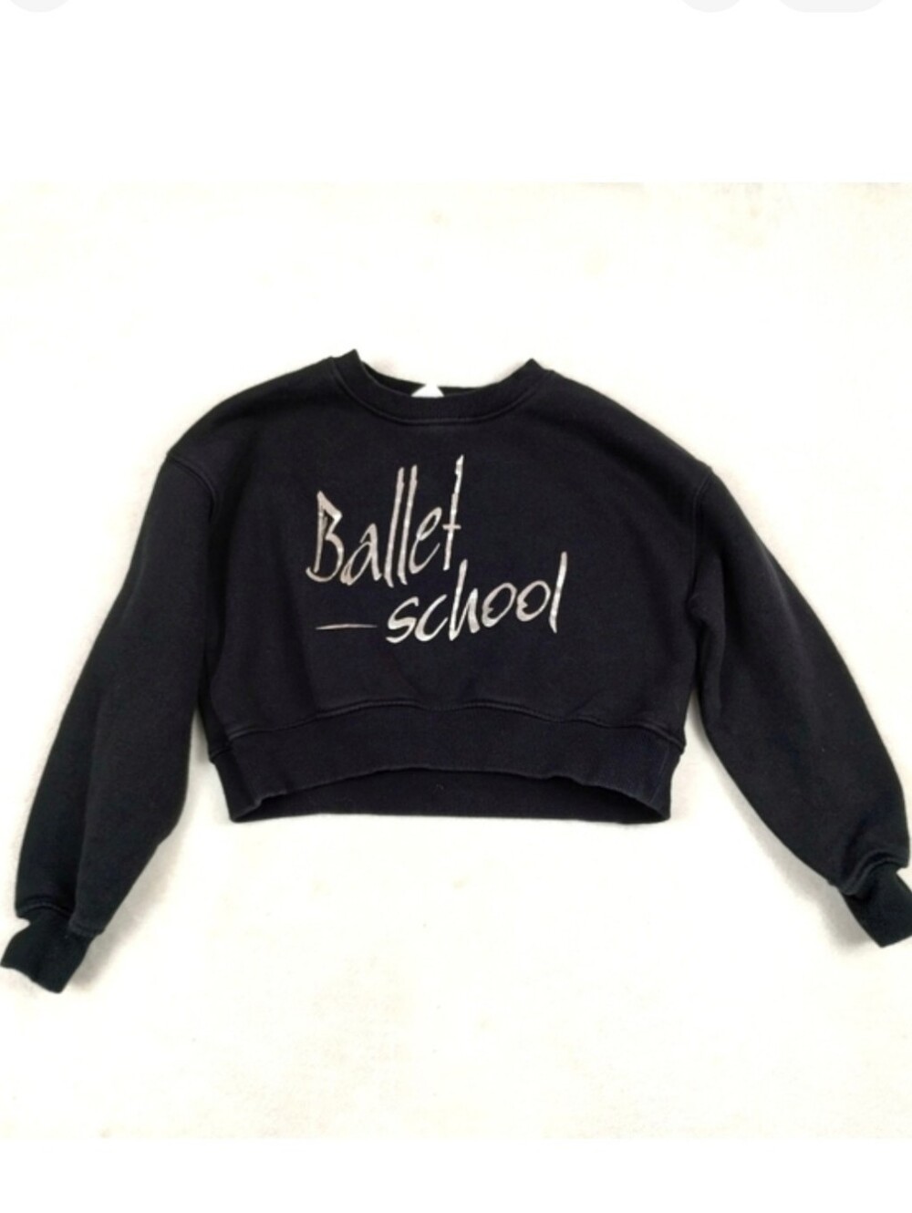 Zara Kids Ballet School Cropped Black Sweatshirt Size 8-9 Casual Balletcore